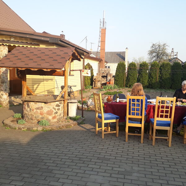 Outdoor family gathering with newly found relatives