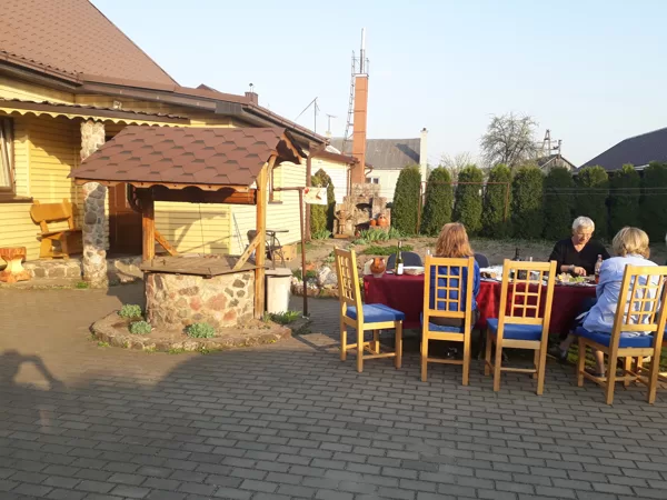 Outdoor family gathering with newly found relatives